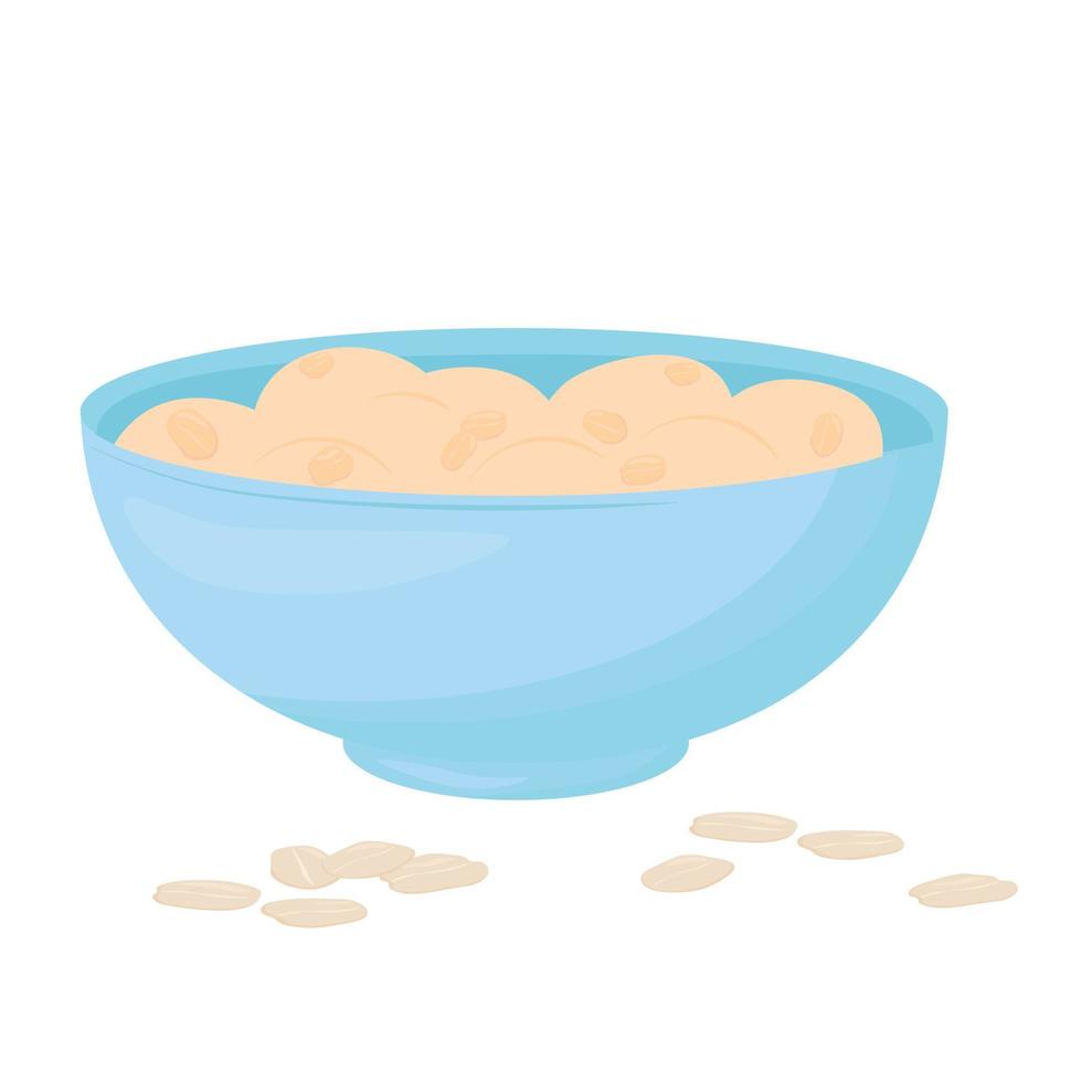 sano desayuno harina de avena gachas de avena en bol. vector ilustración. calentar gachas de avena avena, vegano vegetariano peso pérdida dieta desayuno alimento. aislado en un blanco antecedentes.