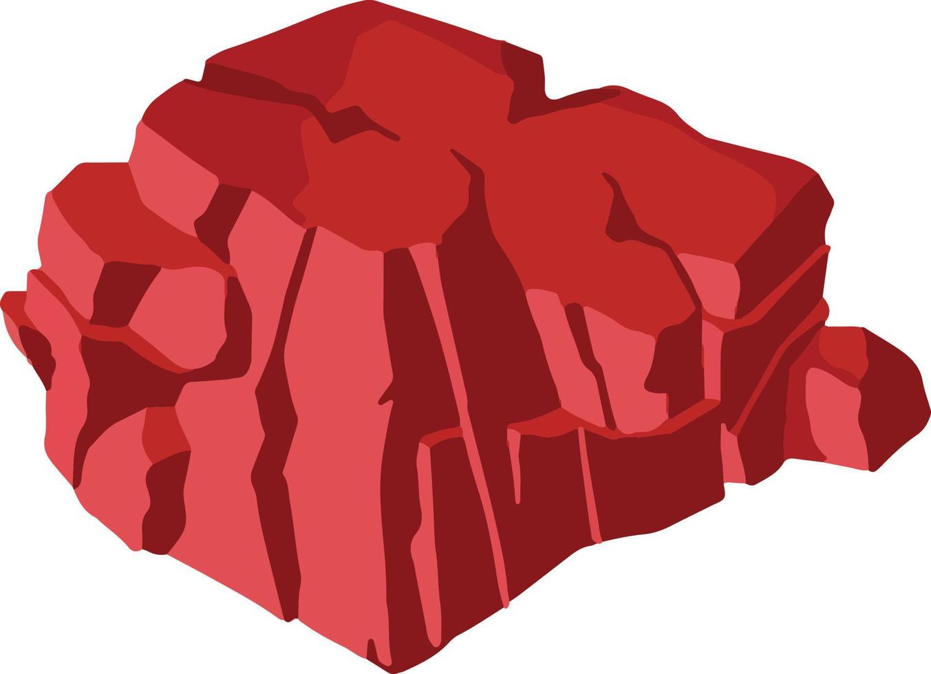 isométrica isla volcánico rojo suelo ilustración vector