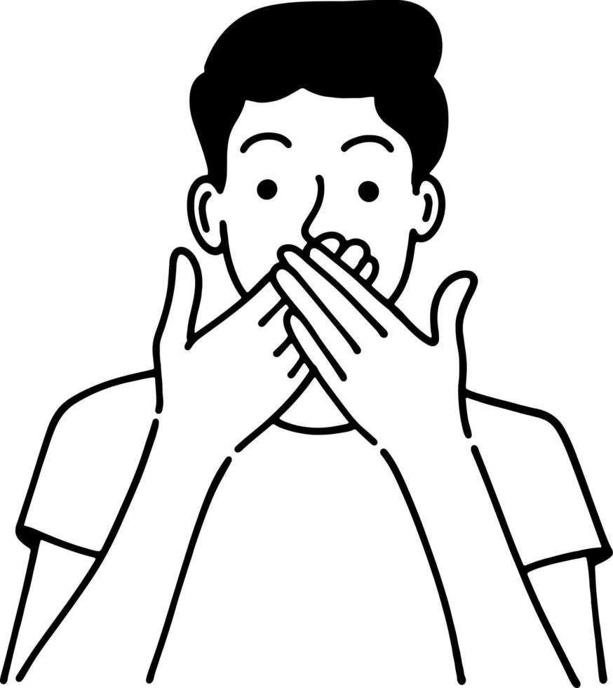 Illustration of shocked woman covering mouth vector