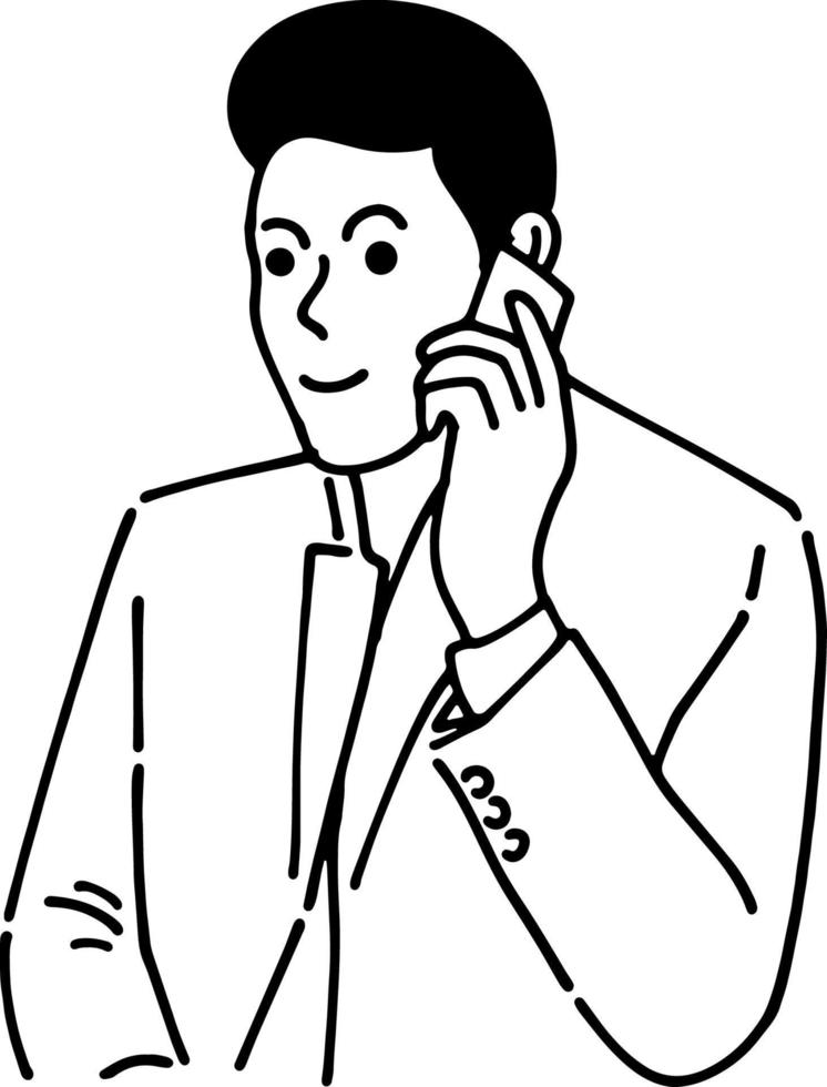 Illustration of a man on a voice call vector