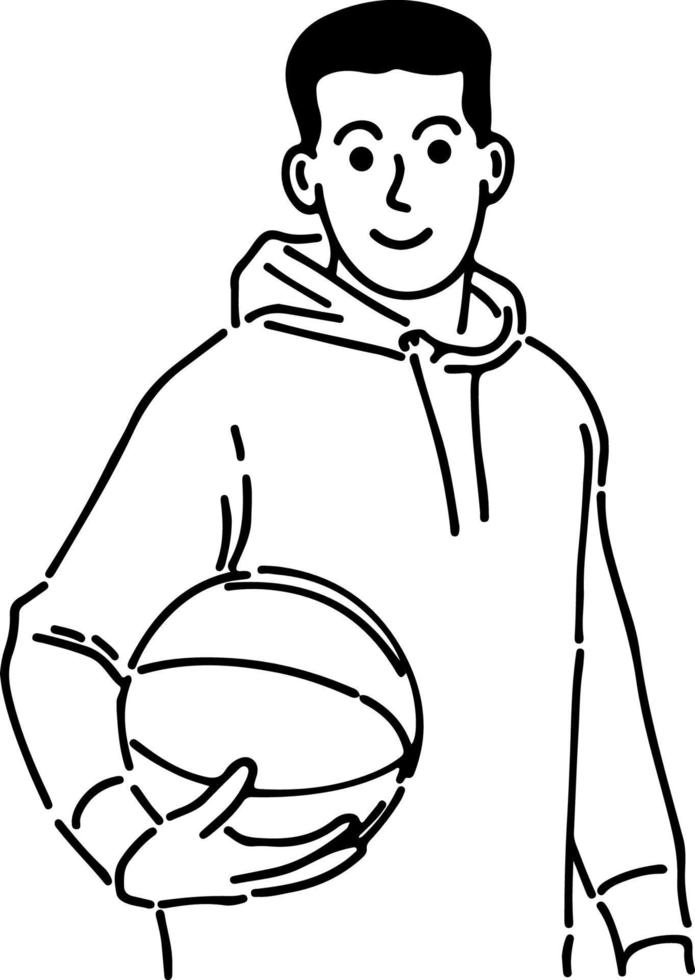 Illustration of man holding basketball vector