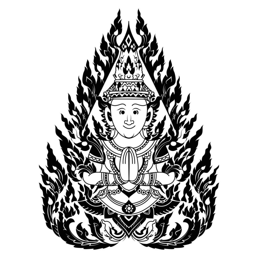 Thai buddhism art for tattoo, shirt or textile design vector