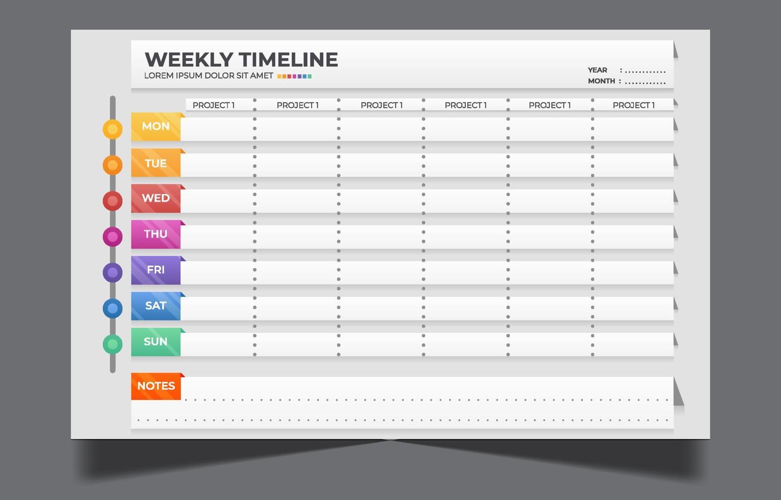 Weekly Timeline Template vector