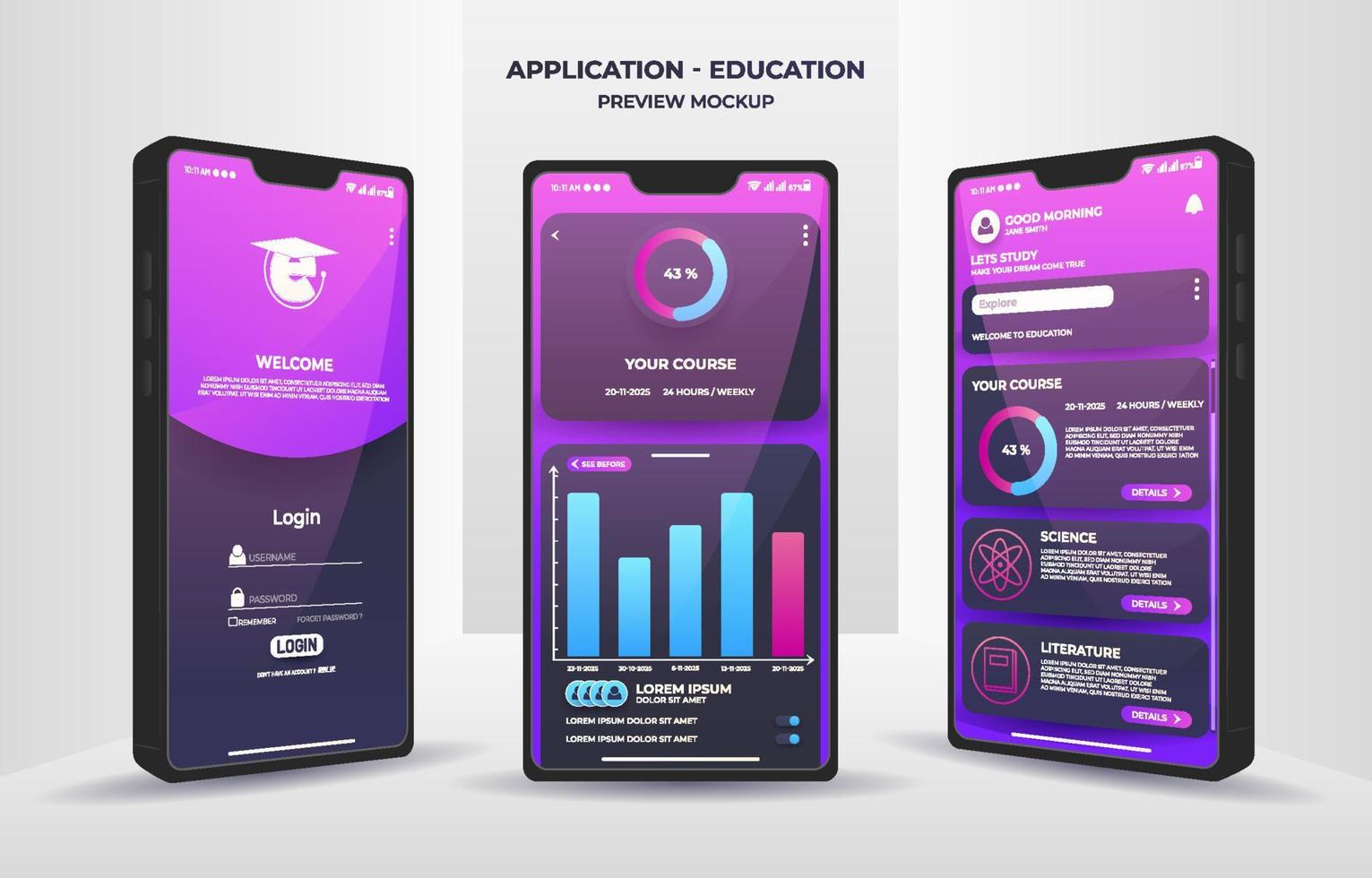 Application Education Preview Mockup vector