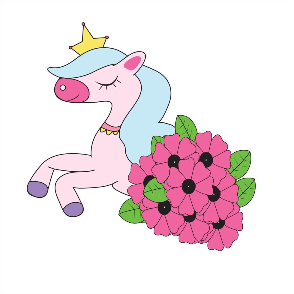 unicorn coloring page.illustration vector. vector