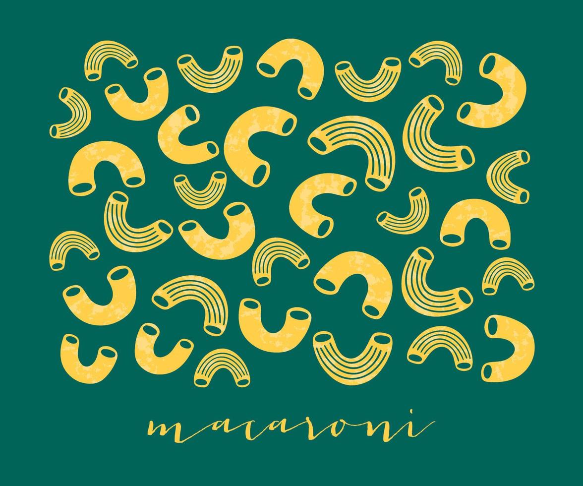 Macaroni Italian pasta. Macaroni poster illustration. Modern print for menu design, cookbooks, invitations, greeting cards. vector