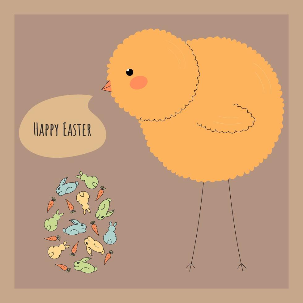 Happy Easter hand drawn greeting card vector