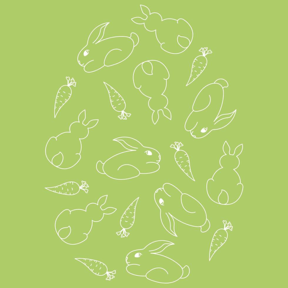 rabbit and carrot in egg shape isolated on color background vector