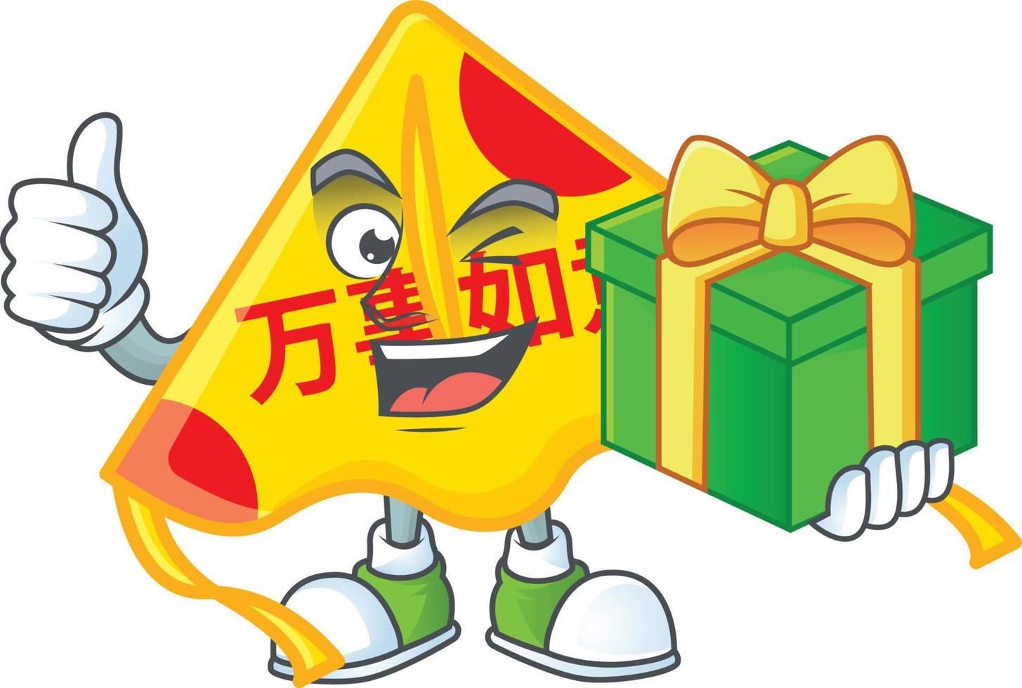 Chinese gold kite cartoon character style vector