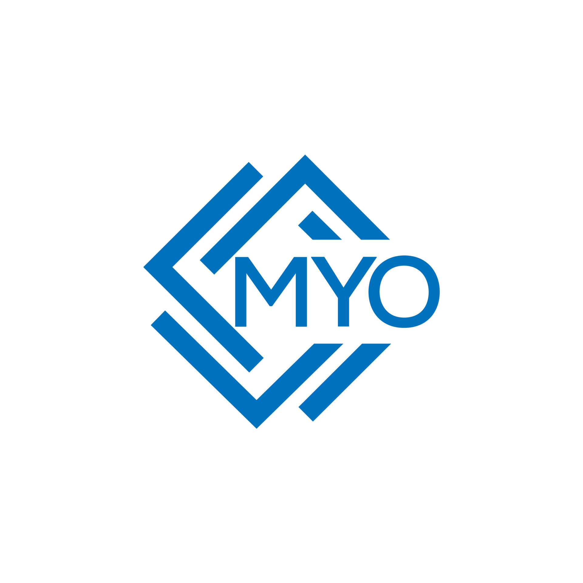 MYO letter logo design on white background. MYO creative circle