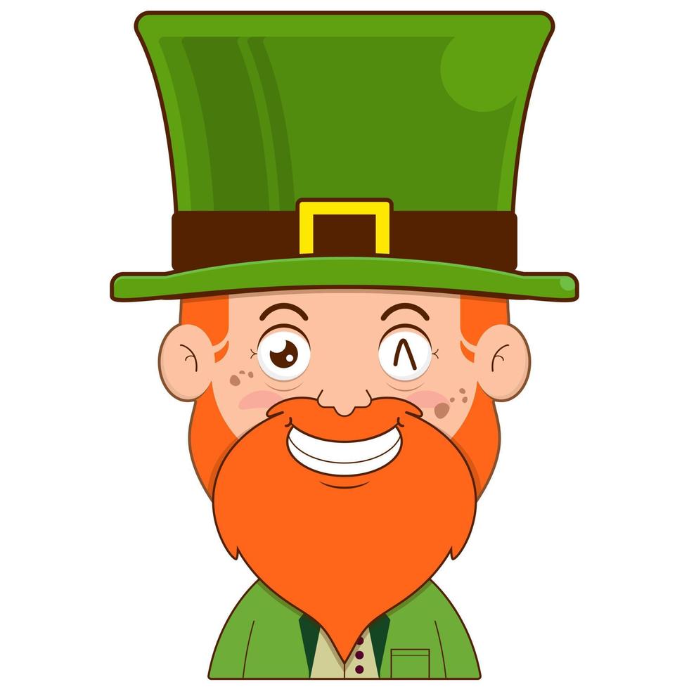 elf leprechaun happy face cartoon cute for saint patrick's day vector