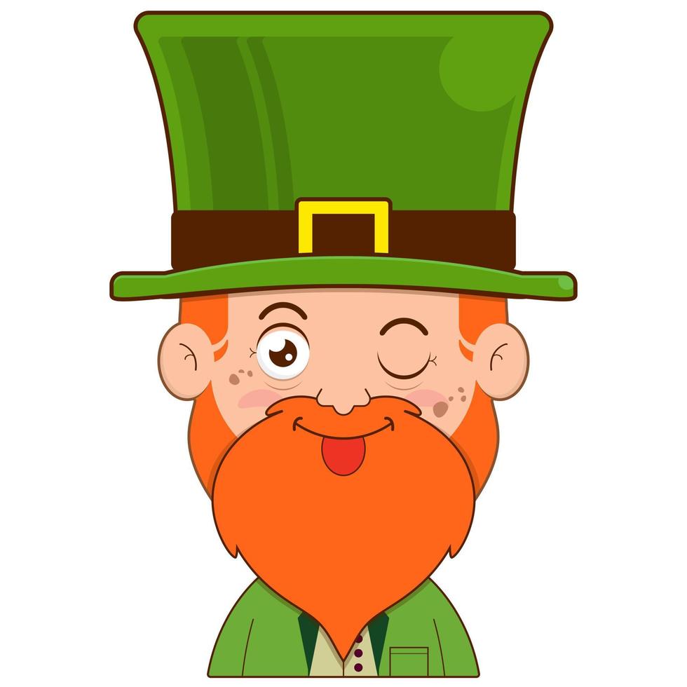 elf leprechaun playful face cartoon cute for saint patrick's day vector