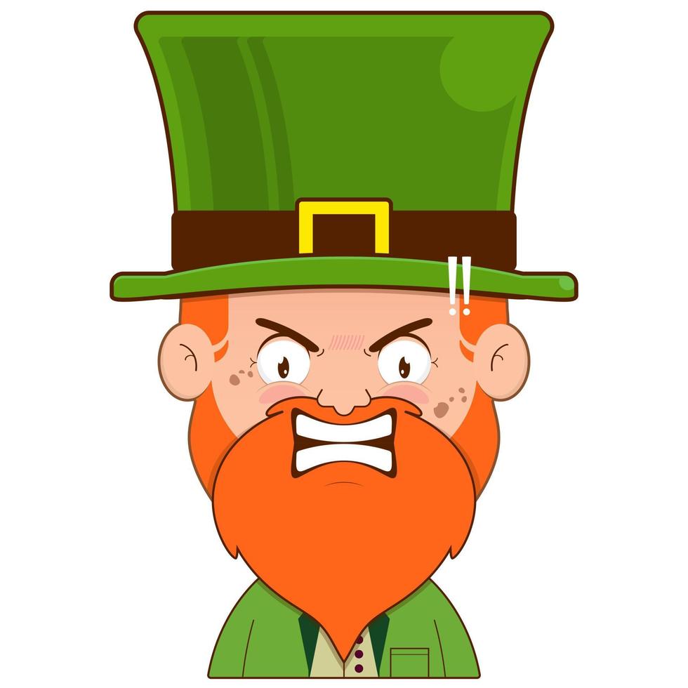 elf leprechaun angry face cartoon cute for saint patrick's day vector