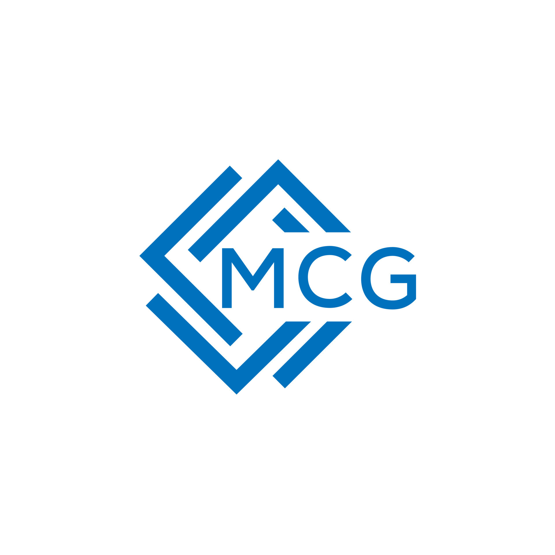 MCG letter logo design on white background. MCG creative circle letter