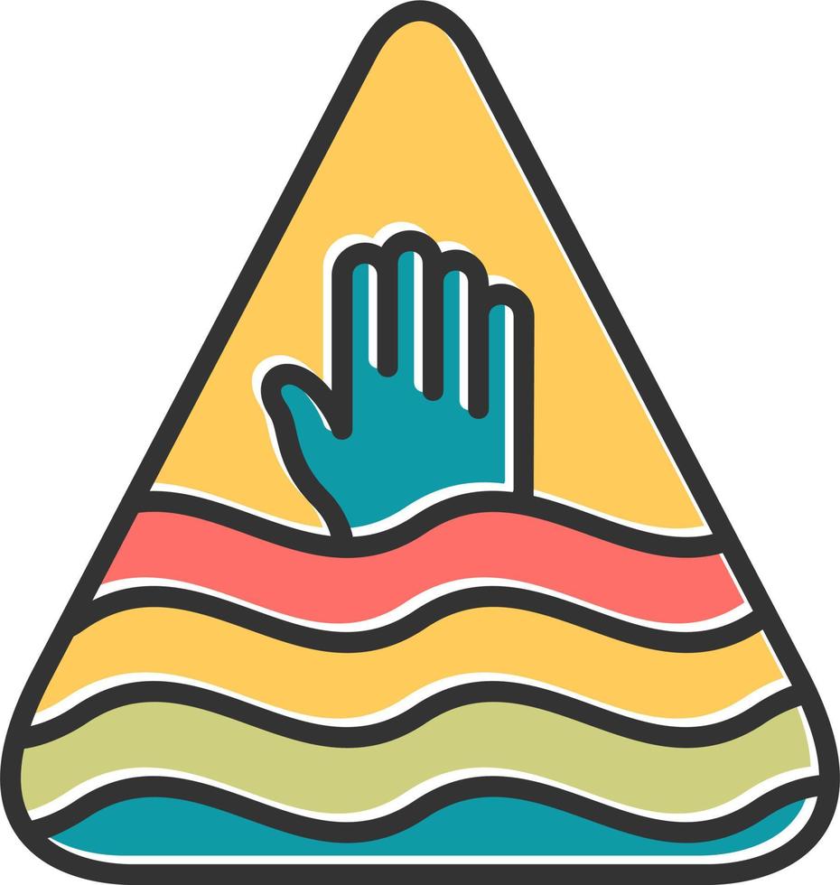 Deep Water Warning Sign Vector Icon