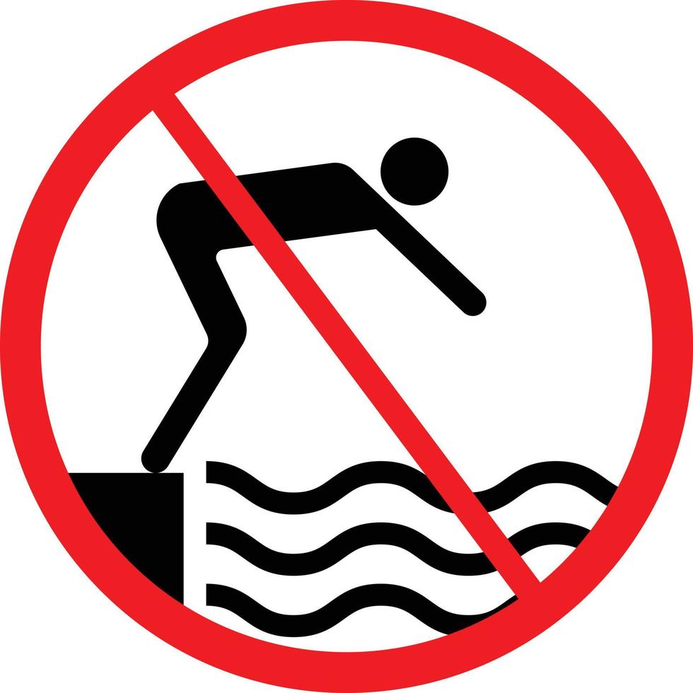 No buceo o nadando signo. restricción icono vector