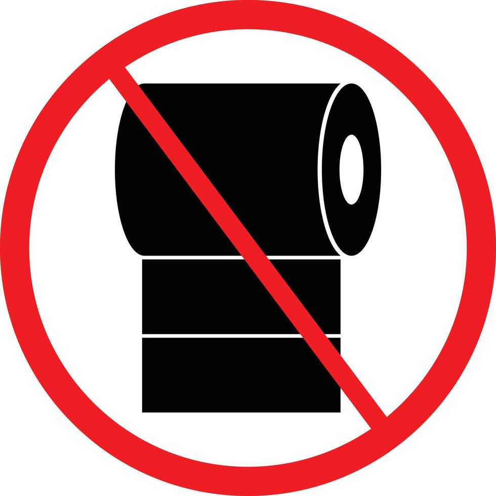 No Toilet Paper  Sign. Restriction Icon vector