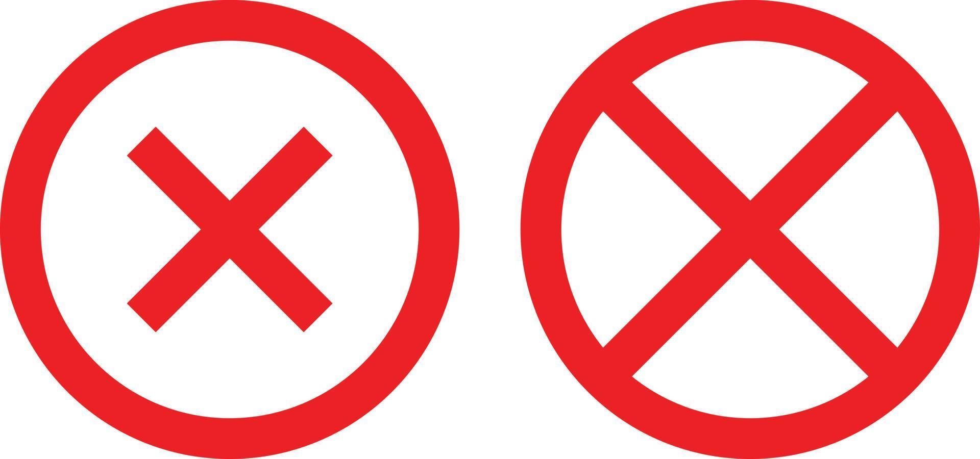 Two Cross Symbol in Circle Shape. Restriction Sign Icons. Prohibition Symbol Set. vector