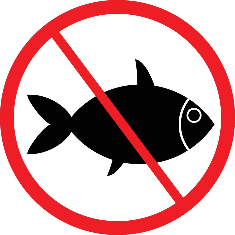 No Fishing Icon Prohibition, Warning Sign vector