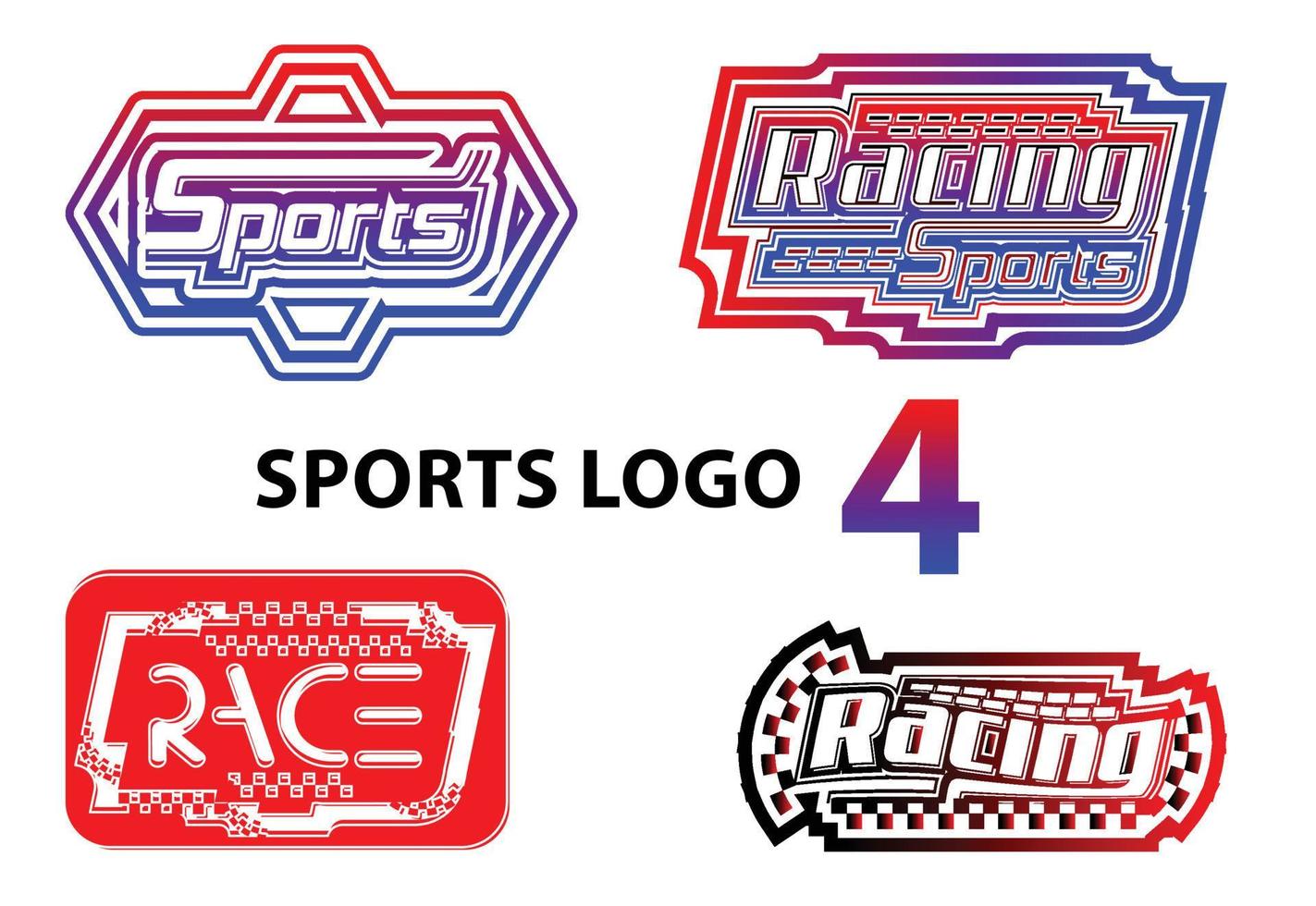 Racing sports logo and icon design bundle vector