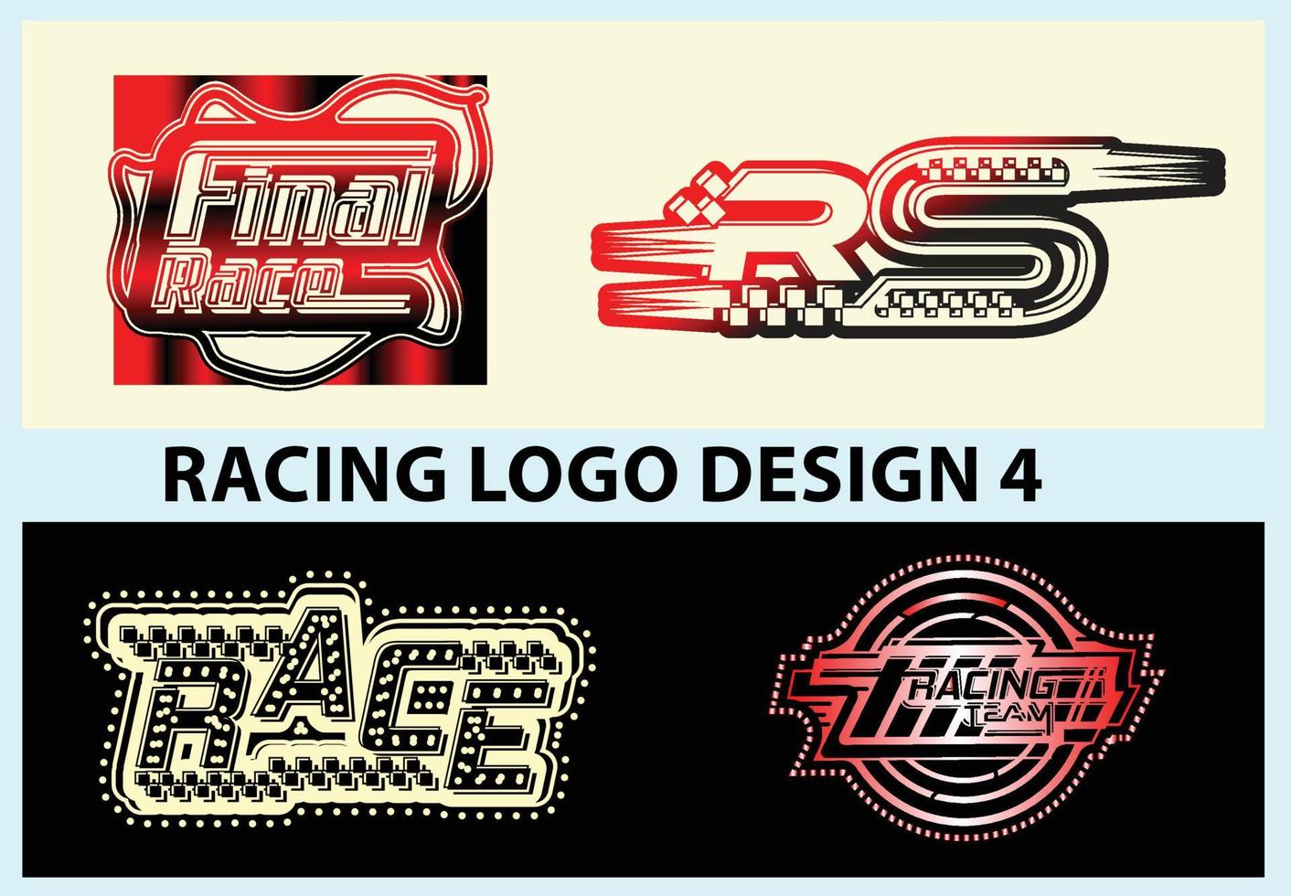 Race creative logo and icon design bundle vector