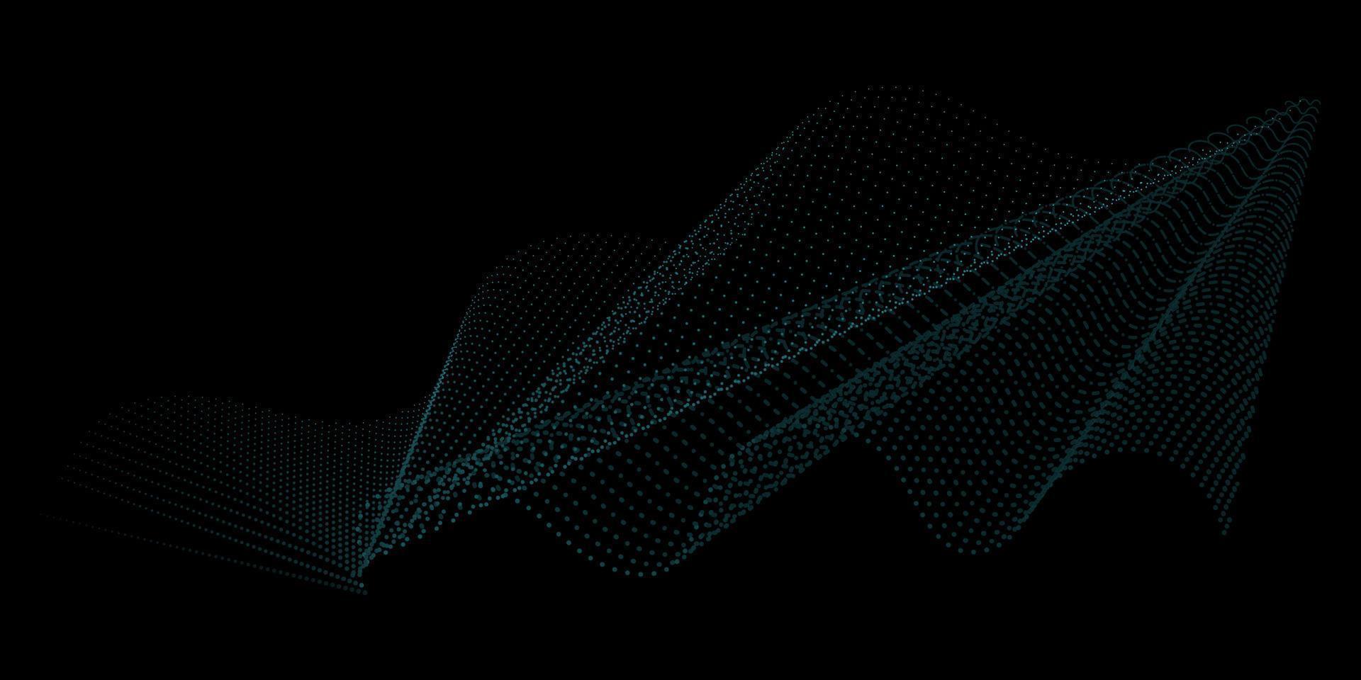 Dark abstract background with blue wave grid of dots. Technological background. Can be applied for web design, website, wallpaper, banner or cover. Vector illustration.