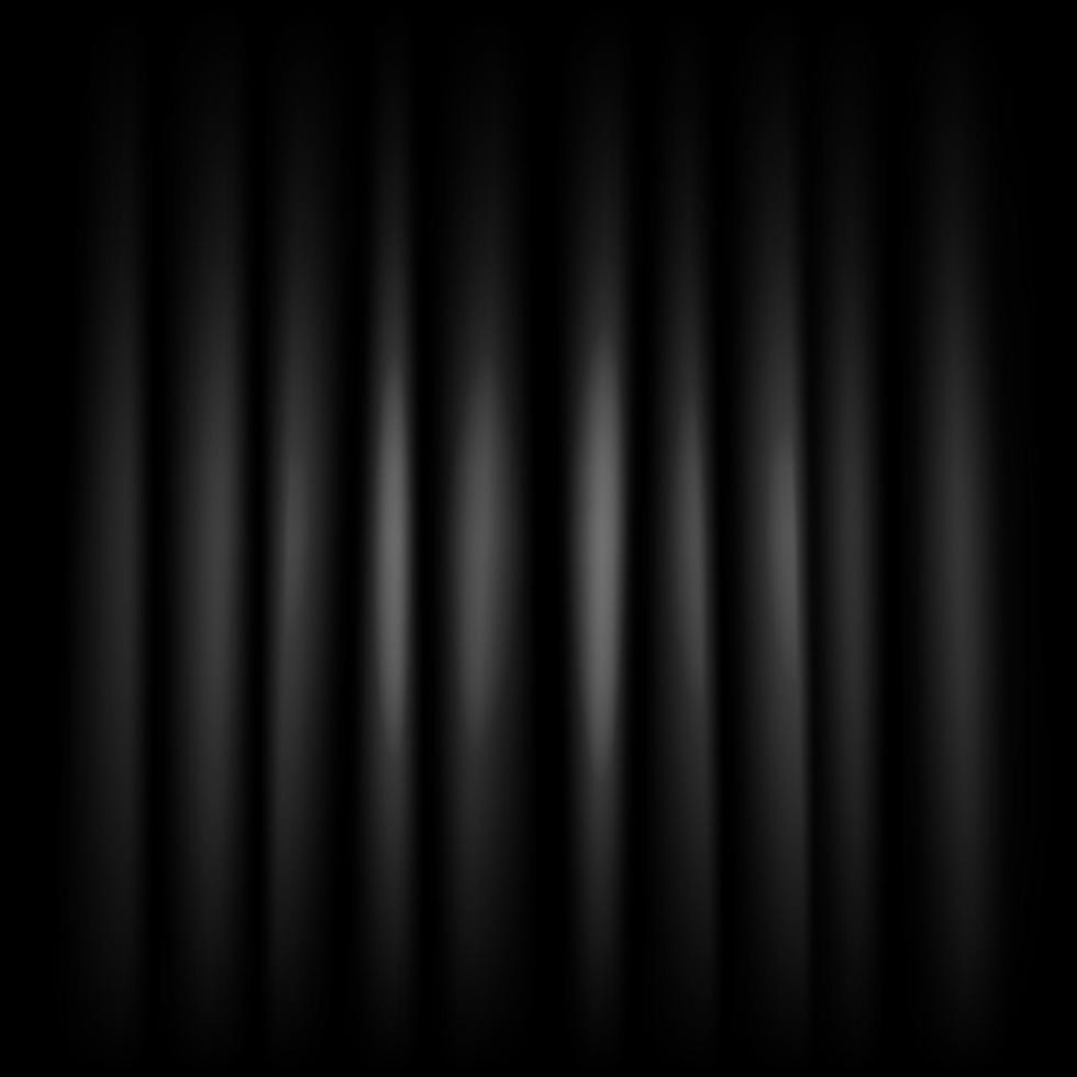 Abstract black curtains. Draped dark fabric with pleats and waves. Vector illustration.