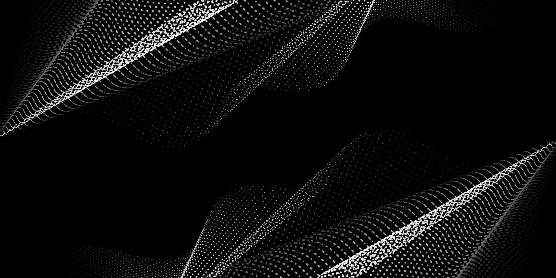 Abstract dark background with wavy grid of dots. Futuristic wavy background. Can be applied for web design, website, wallpaper, banner or cover. Vector illustration.