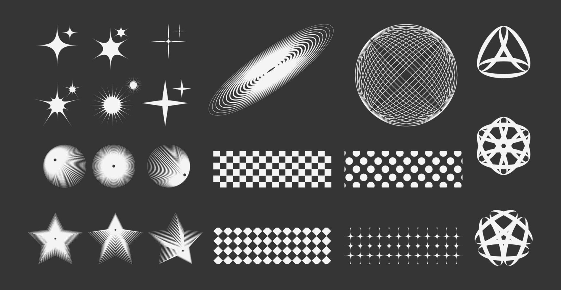 conjunto de símbolos retro futurista elemento y2k estilo, pegatina, clip Arte vector