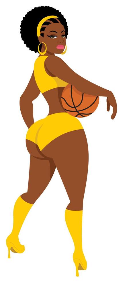 baloncesto niña en blanco vector