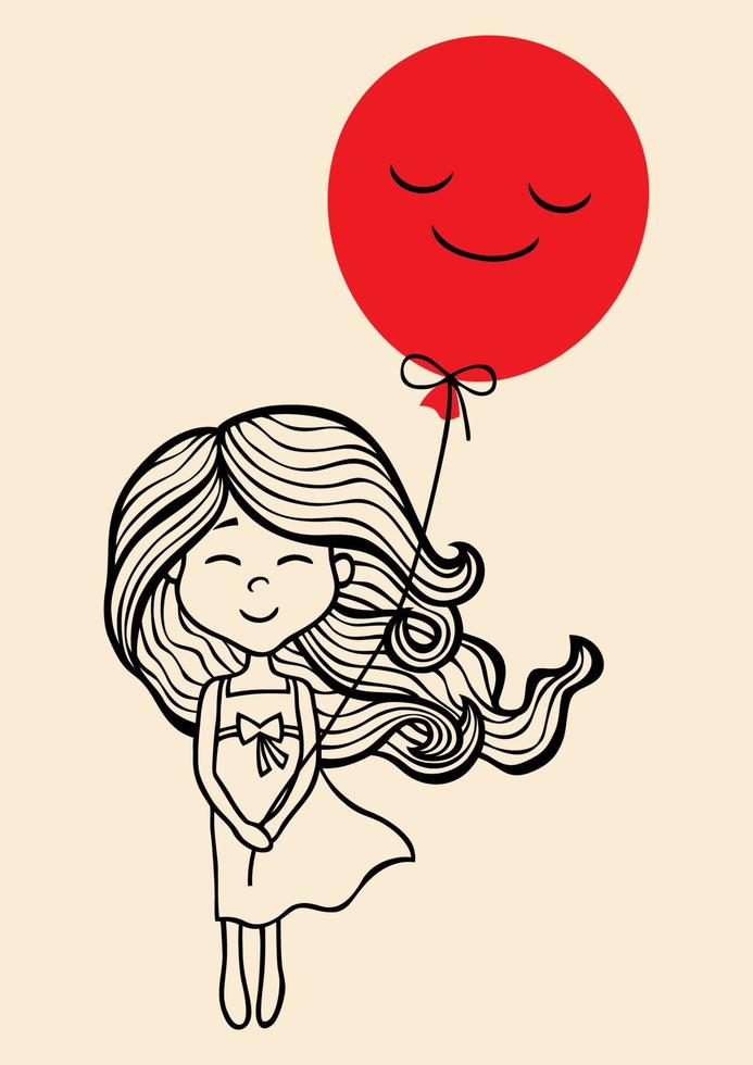 Little Girl with Balloon vector