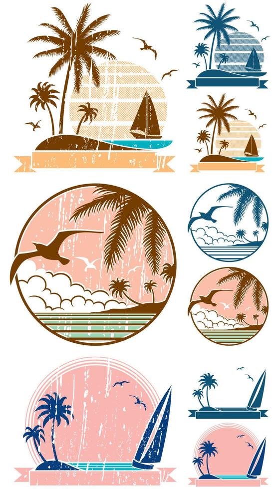 playa símbolos conjunto vector