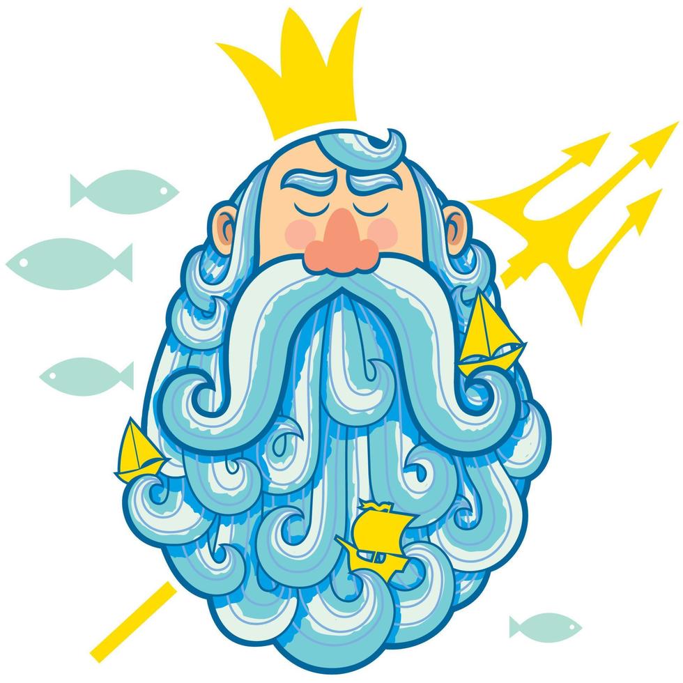 Neptune Portrait on White vector