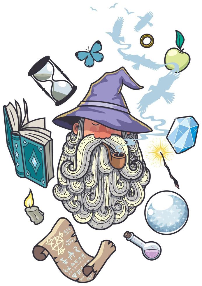 Wizard Portrait on White vector