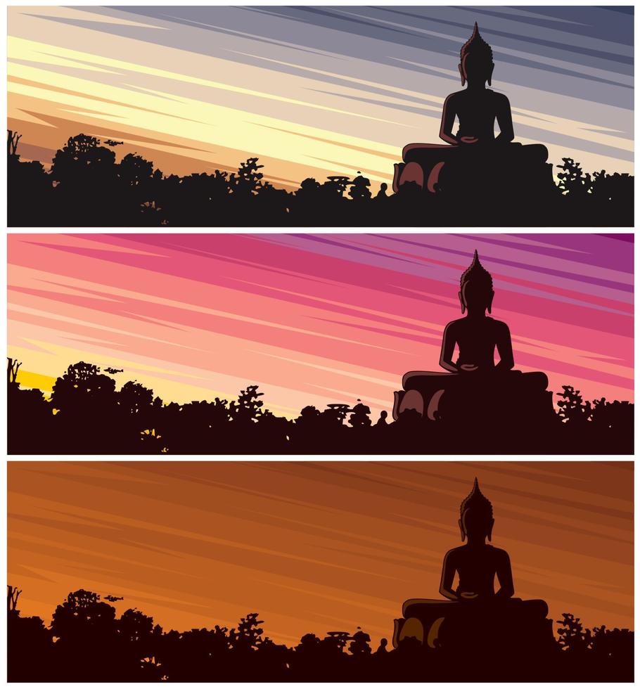 Buddha Dusk Backgrounds vector