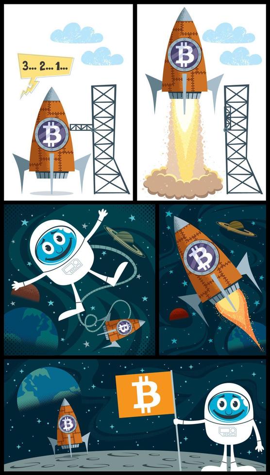 Bitcoin to the Moon vector