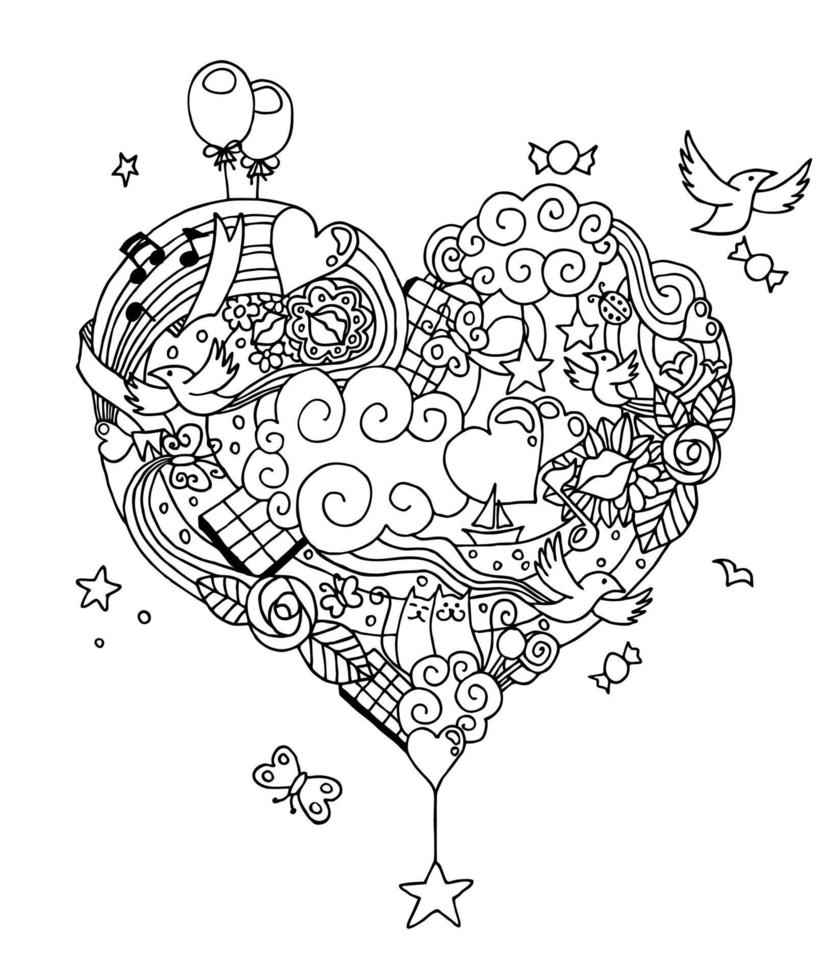 Love Doodle Line Art vector