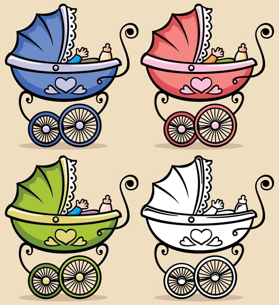 Baby Stroller Set vector