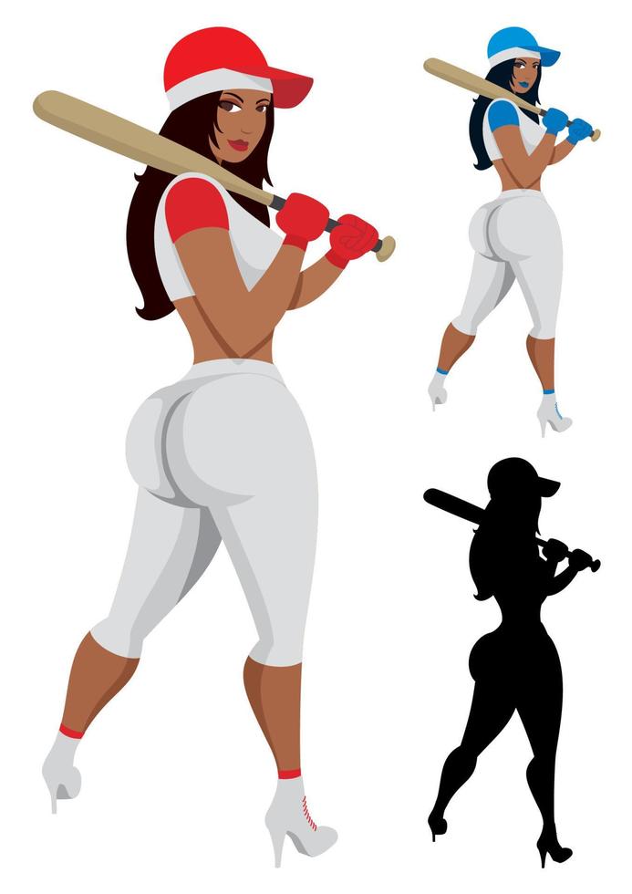 béisbol niña conjunto vector