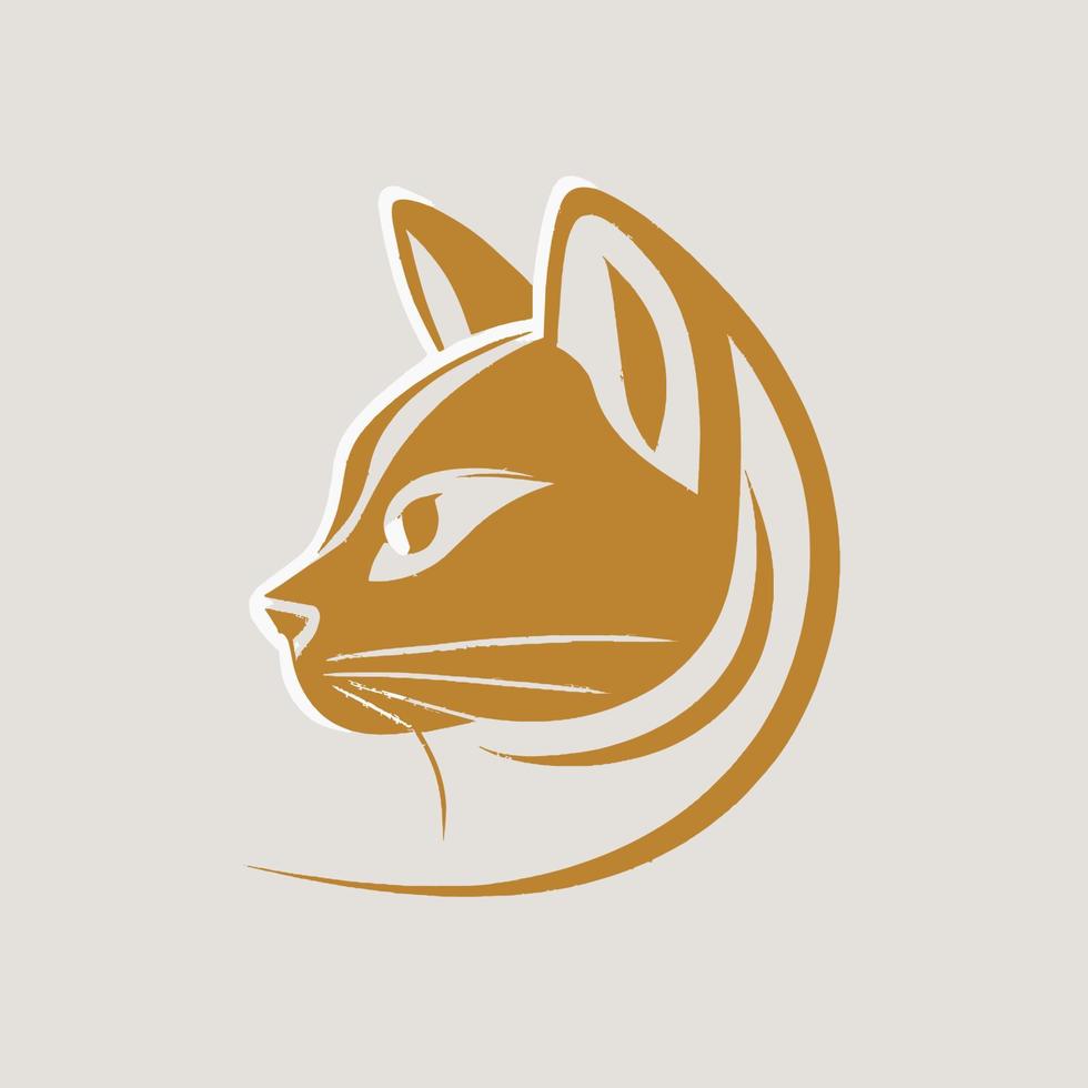 Cat Head Kitten Symbol - Gaming Cat Logo Elegant Element for Brand - Abstract Icon Symbols vector