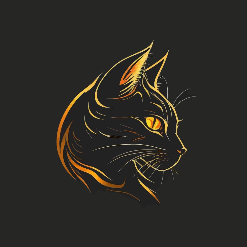Cat Head Kitten Symbol - Gaming Cat Logo Elegant Element for Brand - Abstract Icon Symbols vector