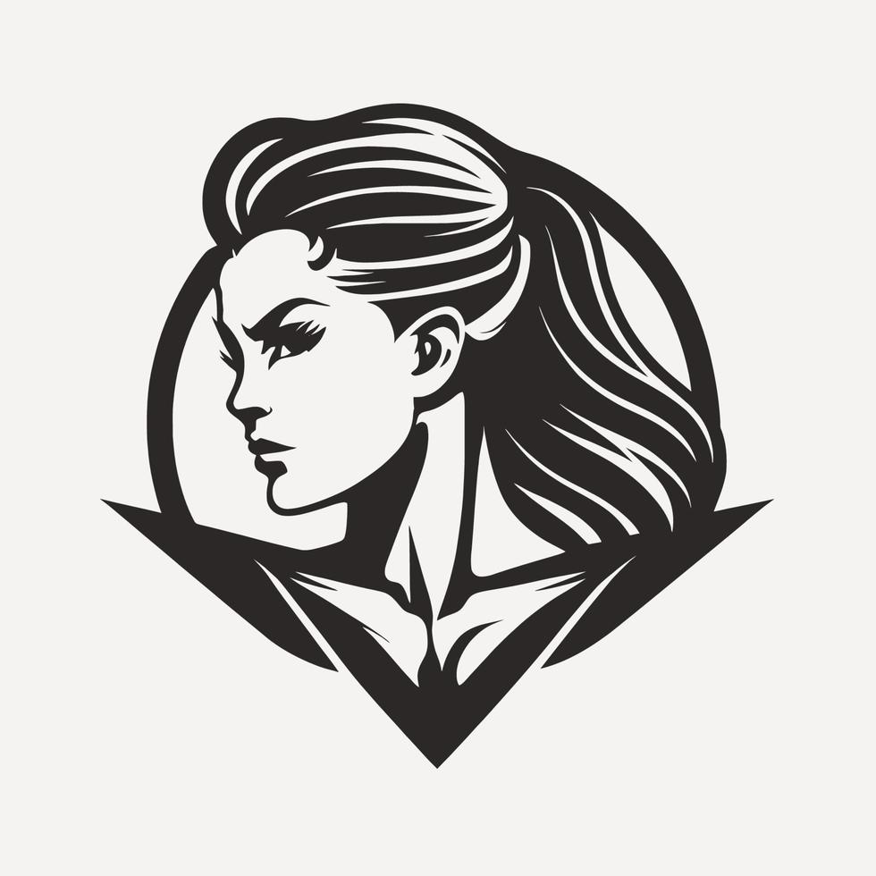 mujer cabeza logo - mujer pelo y cara diseño símbolo elemento - icono para madre - feminismo y mujer día en marzo 8 vector