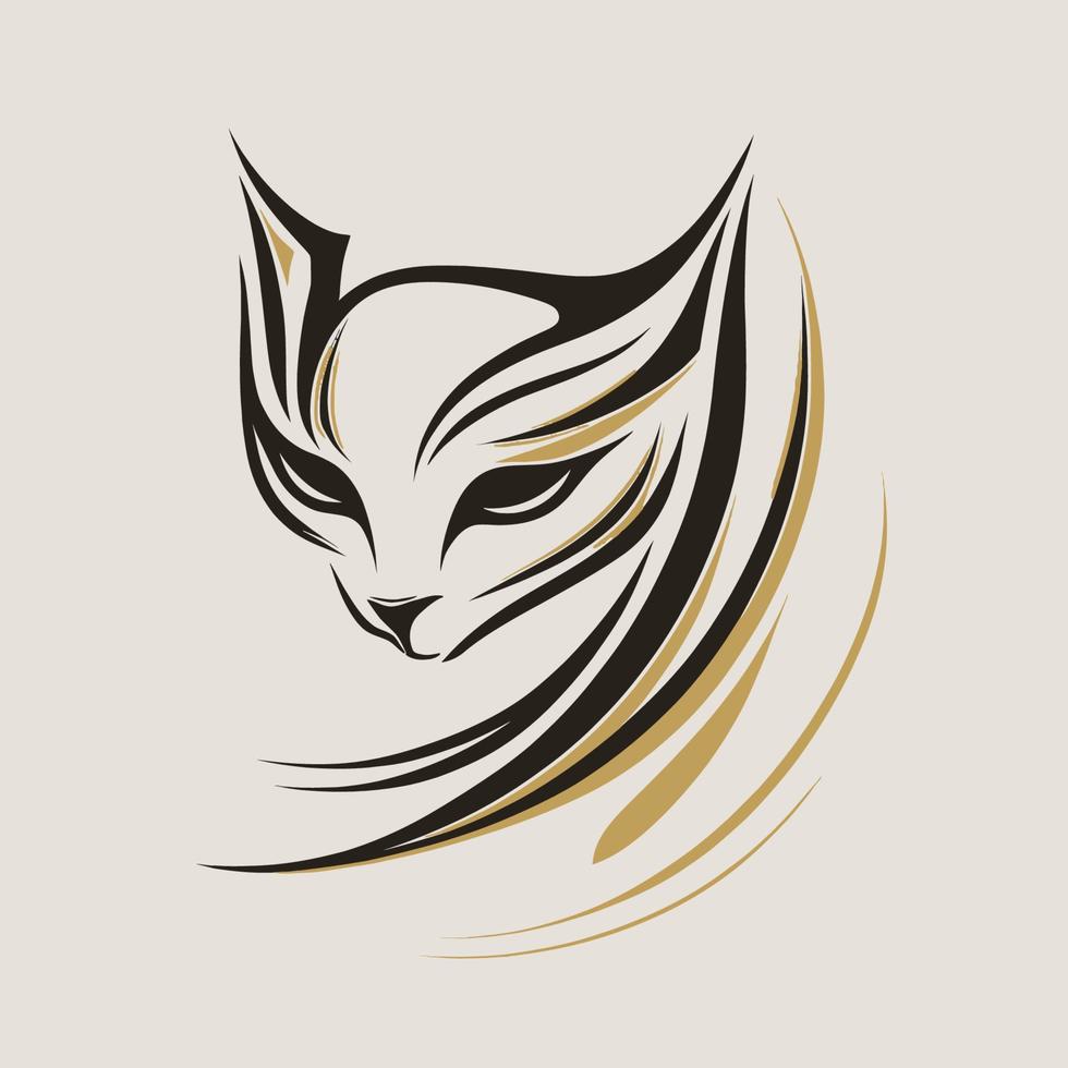 Cat Head Kitten Symbol - Gaming Cat Logo Elegant Element for Brand - Abstract Icon Symbols vector