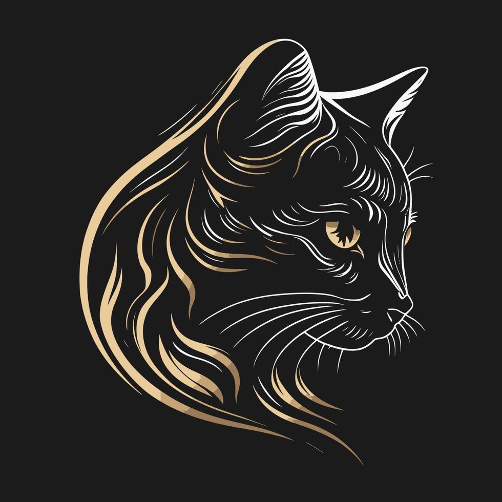 Cat Head Kitten Symbol - Gaming Cat Logo Elegant Element for Brand - Abstract Icon Symbols vector