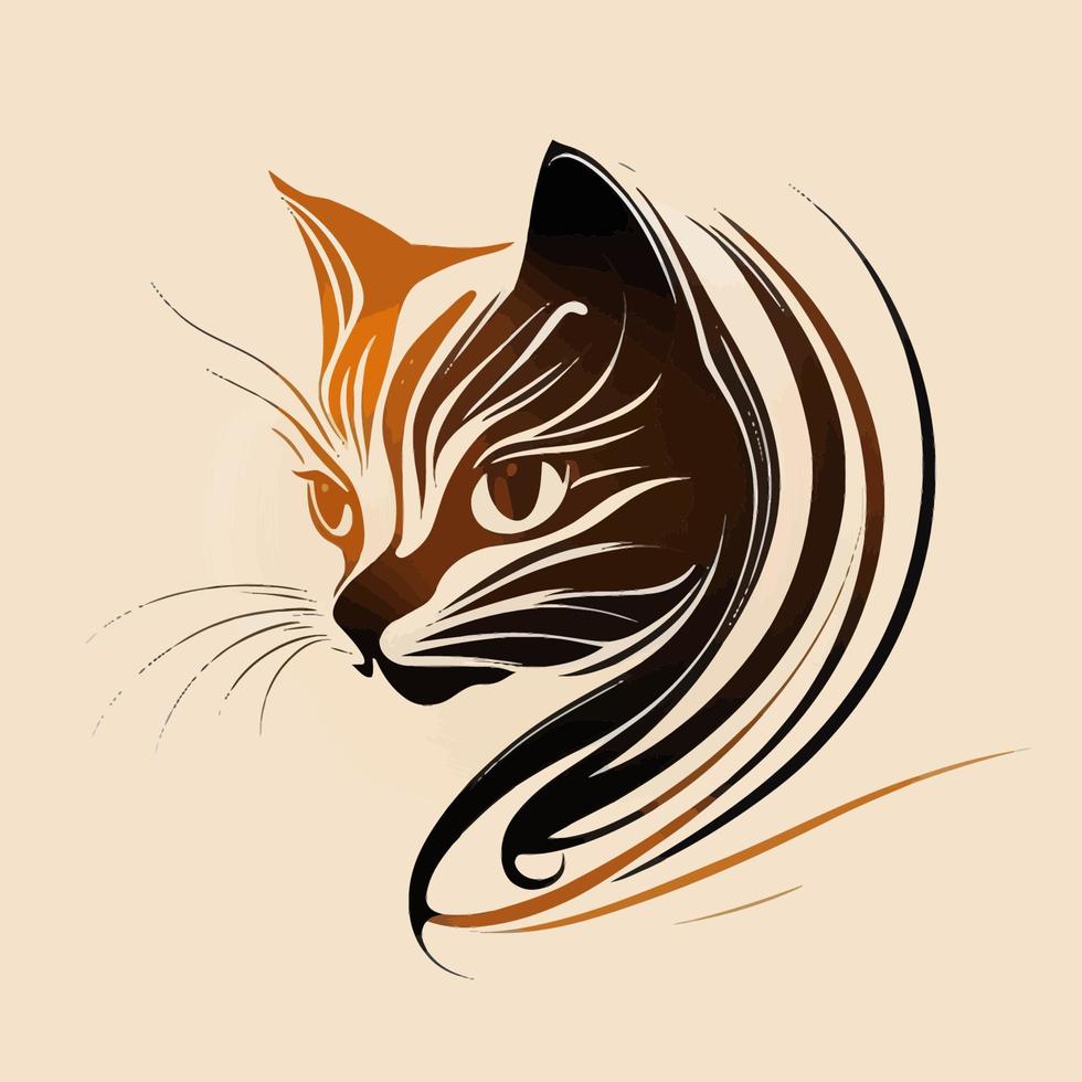 Cat Head Kitten Symbol - Gaming Cat Logo Elegant Element for Brand - Abstract Icon Symbols vector