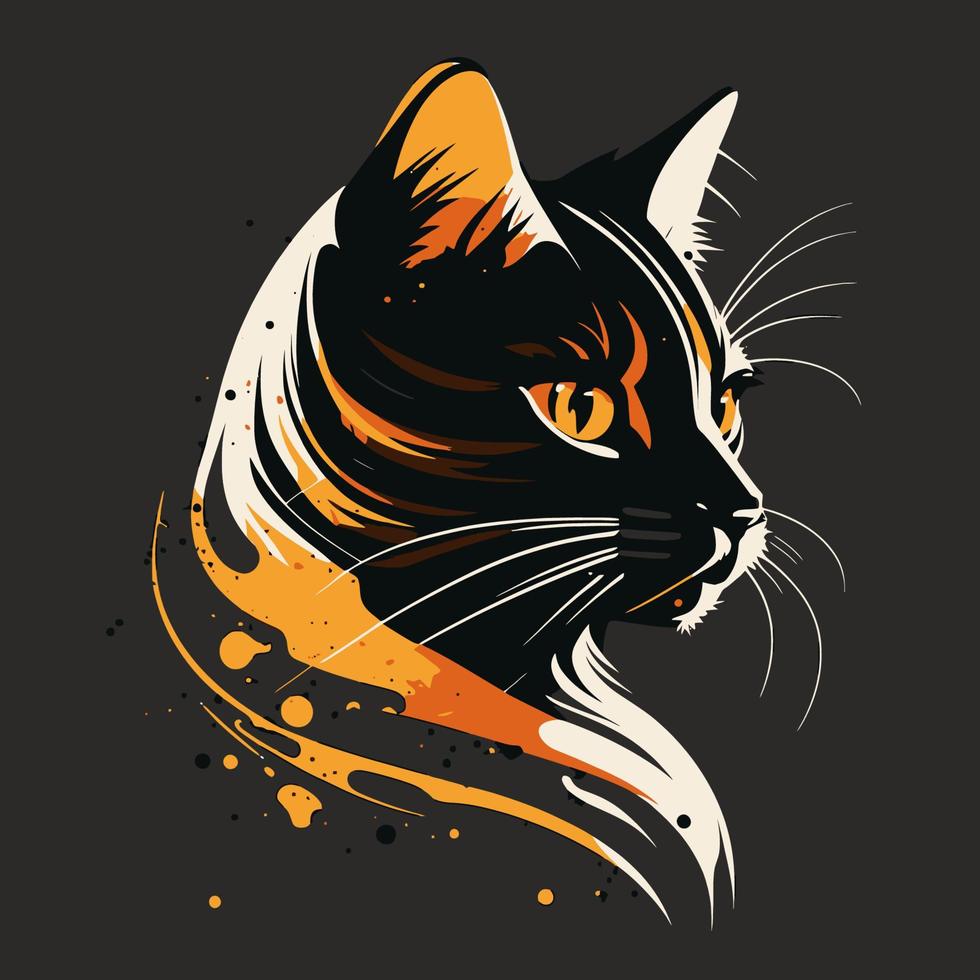 Cat Head Kitten Symbol - Gaming Cat Logo Elegant Element for Brand - Abstract Icon Symbols vector