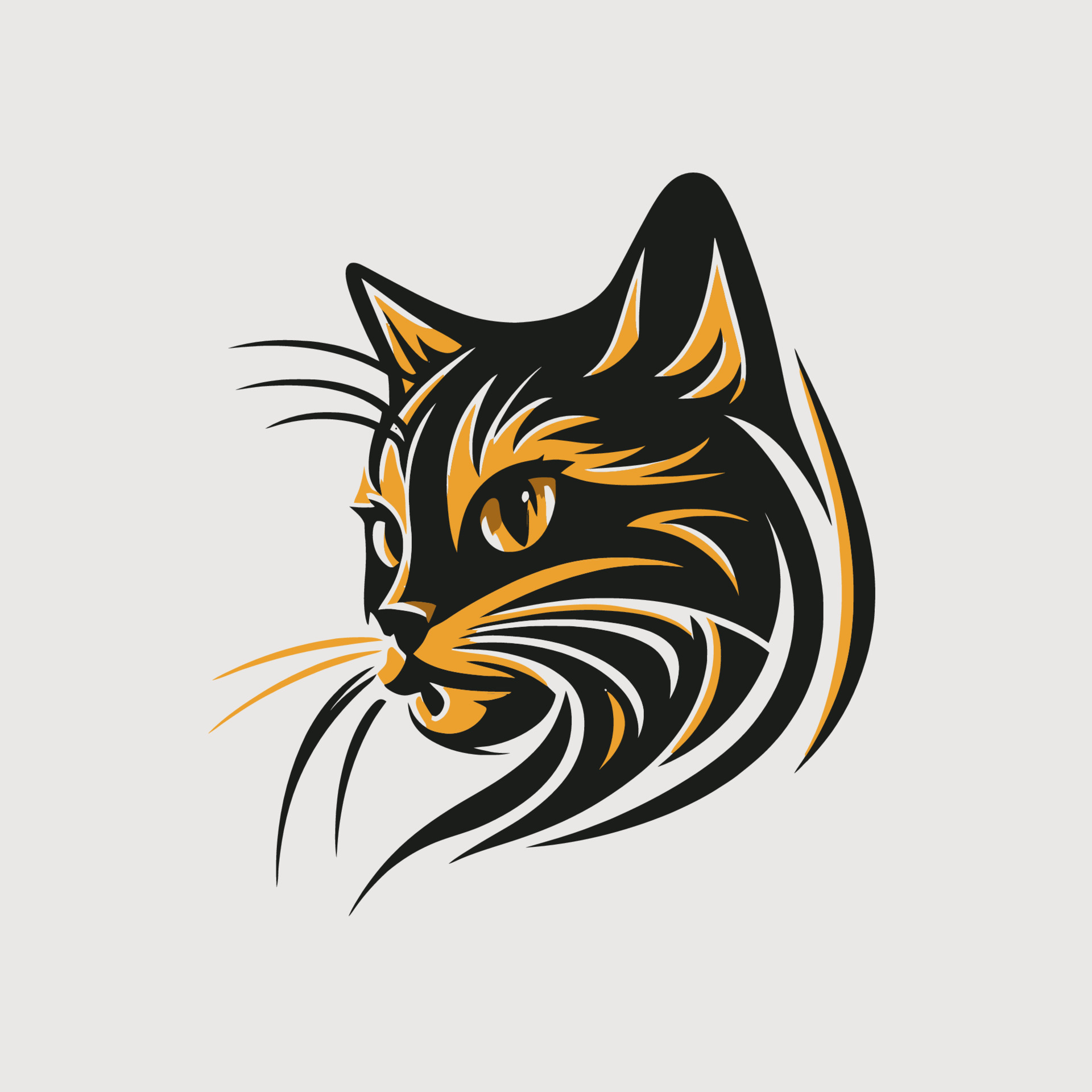 Cat Head Kitten Symbol Gaming Cat Logo Elegant Element for Brand