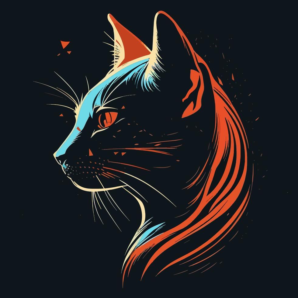 Cat Head Kitten Symbol - Gaming Cat Logo Elegant Element for Brand - Abstract Icon Symbols vector