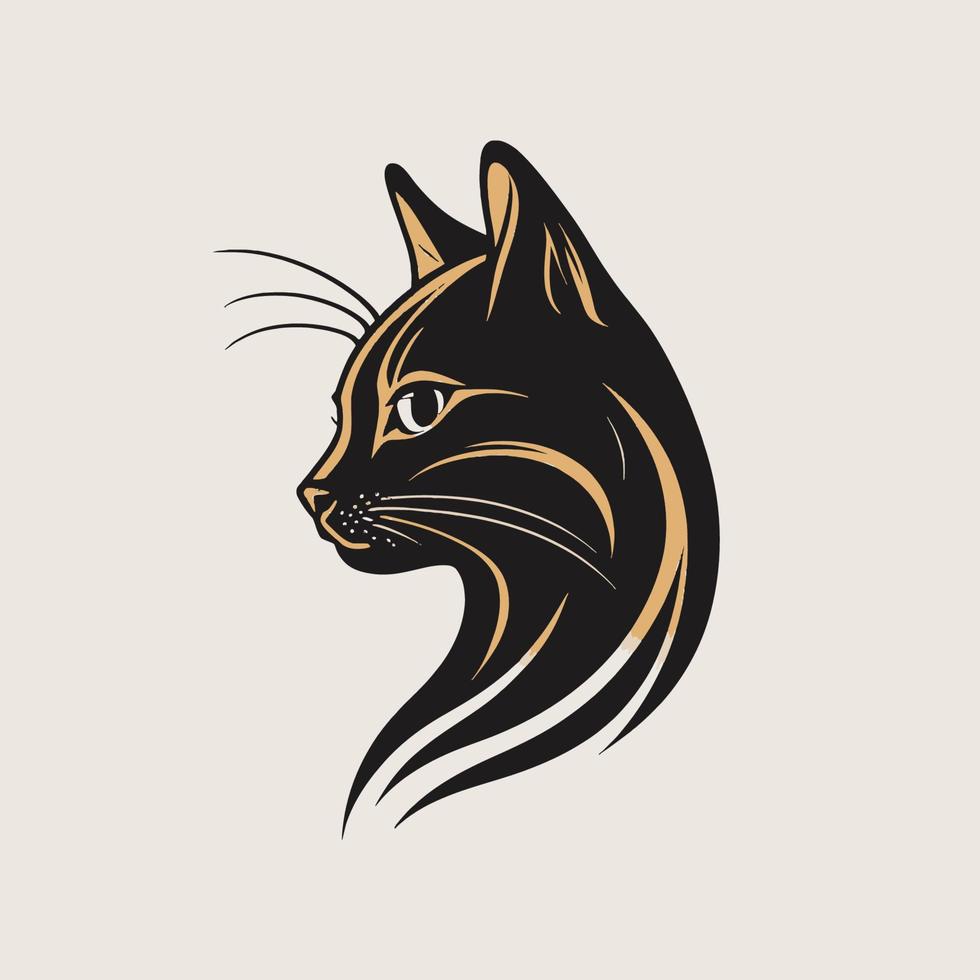 Cat Head Kitten Symbol - Gaming Cat Logo Elegant Element for Brand - Abstract Icon Symbols vector