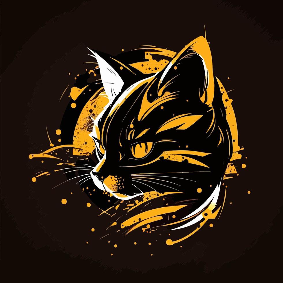 Cat Head Kitten Symbol - Gaming Cat Logo Elegant Element for Brand - Abstract Icon Symbols vector